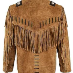 Handmade Men's Western Suede leather jacket, Men coy boy western Fringe Jacket - leathersguru