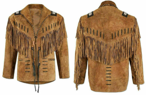 Handmade Men's Western Suede leather jacket, Men coy boy western Fringe Jacket - leathersguru