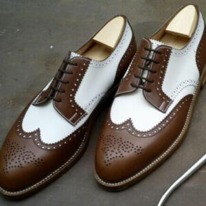 Men Wing Tip Brogue Spectator Formal Shoes, Men Two Tone Dress Shoes