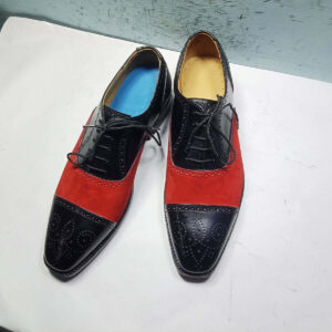 Handmade New Men red black Color Shoes, Men cap toe Lace Up Leather Formal Shoes