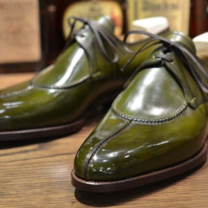 Handmade Olive Green Split Toe Leather Shoes,Oxford Men's Shoes