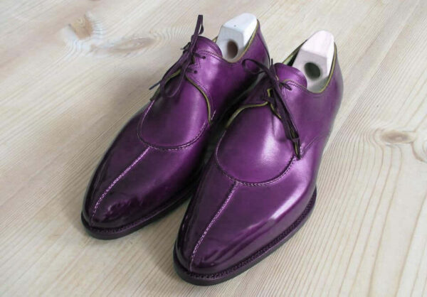 Handmade Purple Split Toe Leather Shoes,Oxford Men's Shoes