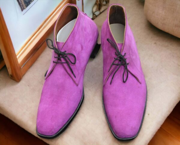 Handmade Purple Suede Chukka Boot, Lace Up Boot, Party Wear Boot