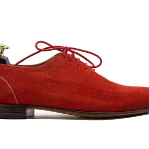 Handmade Red Suede Round Toe Lace Up Party Shoes For Men's