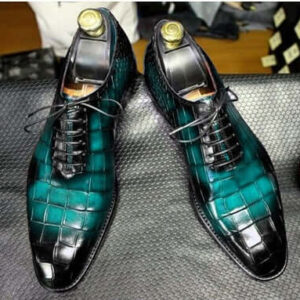 Handmade Two Tone Alligator Lace Up Shoes, Men's Classic Shoes, Party Shoes