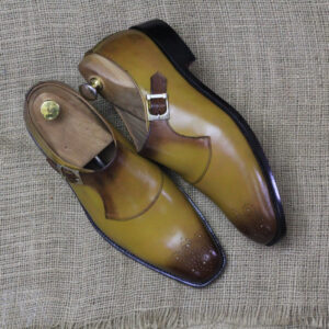 Handmade Two Tone Buckle Style Leather Shoes, Men's Formal Shoes