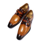 Handmade Two Tone Pointed toe Shoes, Monk Straps Shoes, Leather Shoes,Dress Shoes,Men's Shoes