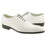 Handmade White Shoes, Men's Formal Brogue Toe Leather Shoe