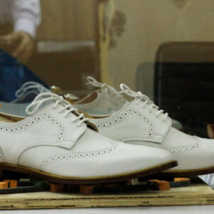 Handmade White Wing Tip Leather Shoes,Men Oxford Party Wear Shoes