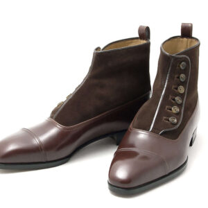 Handmade Brown Leather Suede Button Top Boot For Men's - leathersguru