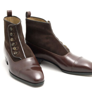 Handmade Brown Leather Suede Button Top Boot For Men's - leathersguru