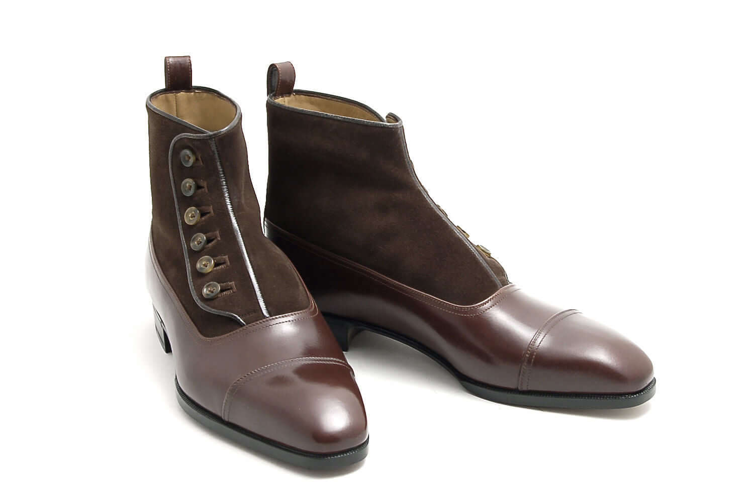 Handmade_Men_Brown_Suede_and_Leather_Button_Boots_Mens_fashion_button_boots1 Handmade Brown Leather Suede Button Top Boot For Men's - leathersguru