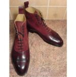 Handmade Burgundy Leather Suede Boot - leathersguru