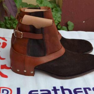 Handmade men brown suede and leather chelsea boot, Men ankle boots, Mens boot