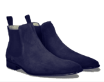 Bespoke Ankle High Navy Blue Chelsea Suede Dress Boot - leathersguru