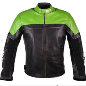 Handmade motorcycle leather jacket motorcar racing pro series green black perforated leather jacket - leathersguru