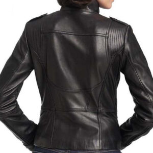 Handmade women black Leather Jacket, women brown biker Leather Jacket, Stand collar women leather jacket