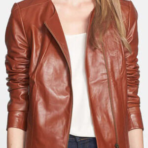 Handmade women brown Leather Jacket, women brown biker Leather Jacket, Stylish women leather jacket