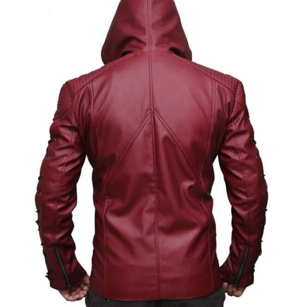 Hooded Arsenal Arrow Colton Haynes Hooded Real Leather Jacket