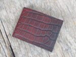 Husband Gift, Boyfriend gift, Father gift, Men's leather bifold wallet, thin leather wallet, Traditional Alligator Texture Oxblood Wallet - leathersguru