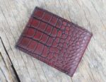 Husband Gift, Boyfriend gift, Father gift, Men's leather bifold wallet, thin leather wallet, Traditional Alligator Texture Oxblood Wallet - leathersguru