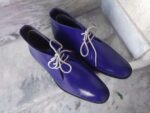Handmade Chukka Blue Leather Boot - leathersguru