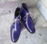 Handmade Chukka Blue Leather Boot - leathersguru