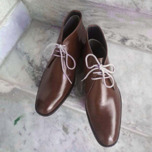 Handmade Chukka Blue Leather Boot - leathersguru