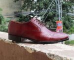 Handmade Burgundy Brogue Men's Leather Shoe - leathersguru