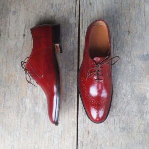 Handmade Burgundy Brogue Men's Leather Shoe - leathersguru