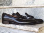 Handmade Black Loafers Leather Tussles Shoe - leathersguru