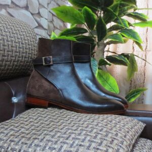 Handmade Brown Jodhpurs Leather Suede Boot For Men's - leathersguru