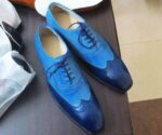 Men's Handmade 2 Tone Wing Tip Shoe - leathersguru