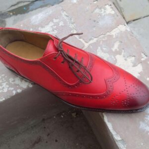 Handmade Burgundy Wing Tip Brogue Shoe - leathersguru