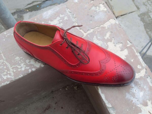 Handmade Burgundy Wing Tip Brogue Shoe - leathersguru