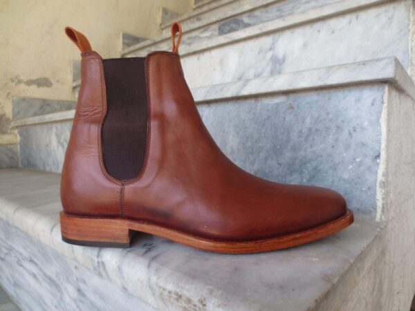 Handmade Men's Ankle High Brown Leather Chelsea Boot - leathersguru