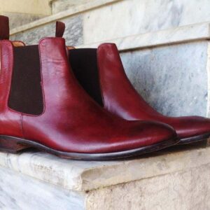 Men's Burgundy Chelsea Ankle Boot - leathersguru