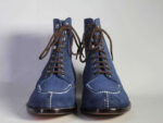 Men's Ankle Blue Split Toe Lace Up Suede Boot - leathersguru