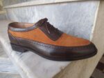 Handmade Men's Black Brown Leather Suede Round Toe Shoes - leathersguru