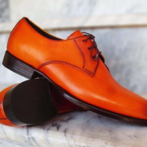 Handmade Men's Leather Tan Derby Shoes - leathersguru