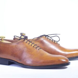 Bespoke Tan Leather Lace Up Shoe For Men's - leathersguru