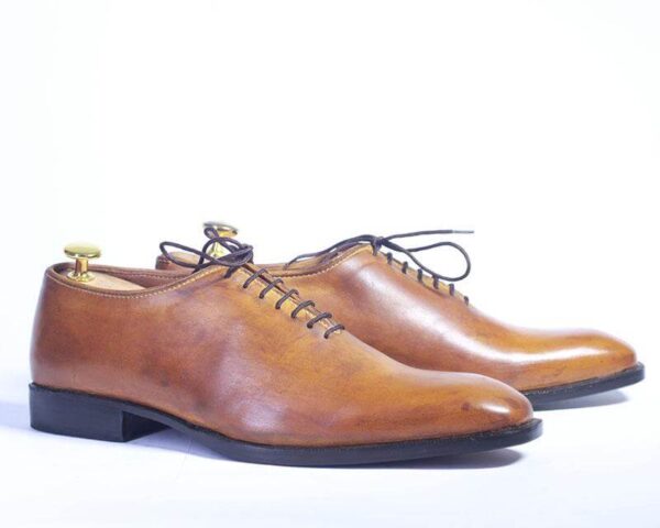 Bespoke Tan Leather Lace Up Shoe For Men's - leathersguru