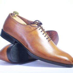 Bespoke Tan Leather Lace Up Shoe For Men's - leathersguru