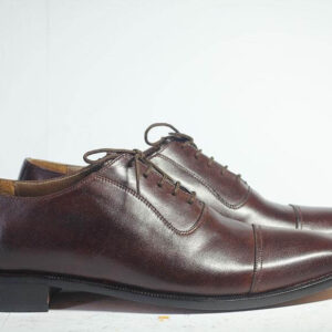 Bespoke Brown Black Leather Lace Up Shoe for Men - leathersguru