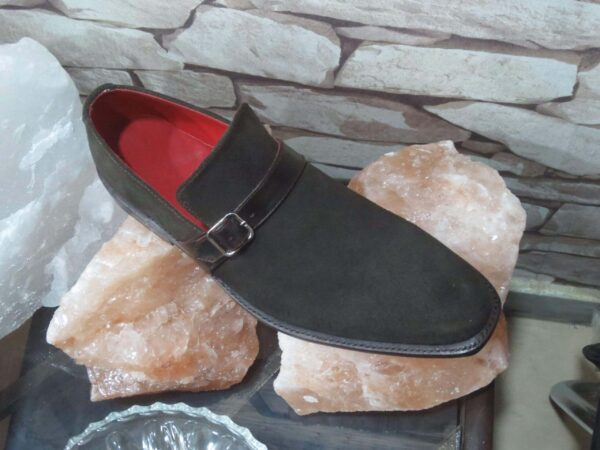 Handmade Men's Suede Dark Brown Monk Strap Shoes - leathersguru