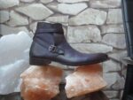 Handmade Men's Ankle High Leather Purple Jodhpurs Buckle Boot - leathersguru