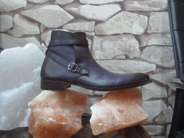 Handmade Men's Ankle High Leather Purple Jodhpurs Buckle Boot - leathersguru