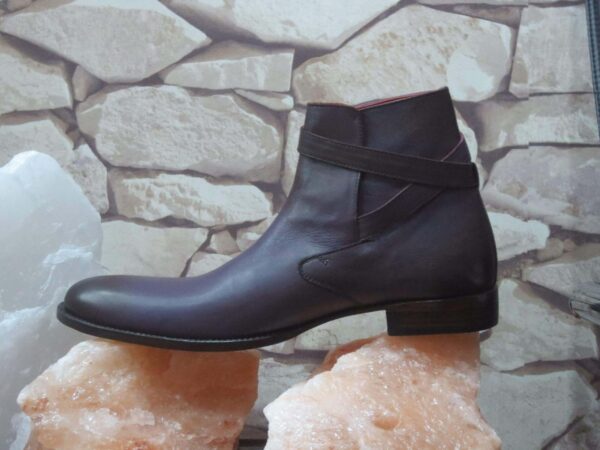 Handmade Men's Ankle High Leather Purple Jodhpurs Buckle Boot - leathersguru