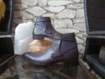 Handmade Men's Ankle High Leather Purple Jodhpurs Buckle Boot - leathersguru