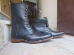 Handmade Men's Black Leather Lace Up Ankle High Boot - leathersguru